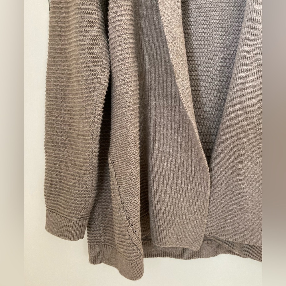 L.L. Bean | Cotton Taupe Open Cardigan Size Large - Picture 5 of 6
